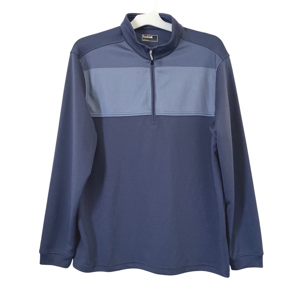 Bolle Mens Large Blue 1/4 Zip Pullover Performance Golf Athletic Lightweight